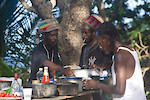 Dean Grant and unknown Rasta Man making dinner for us in Robin's Bay