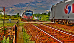 TWO trains, ONE bike, HDR version photo by Michał Niewdana/ edit by Michał Litwicki