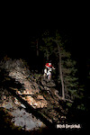 Breaking in the new drop line on SLF. Its got a super butter landing if you can avoid the large rocks, stump and a couple holes near the run out. Riding with no lights and getting blinded by the remote flash. Thumbs up!! 
Photo was Taken by Rueben and his Camera. 
Edit was done by Zackery