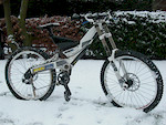 New forks, stem, jockey wheels and brake levers in the snow!