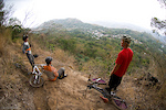 Matt Hunter, Dave Watson and Steve Mitchell take a break from riding in El Salvador
