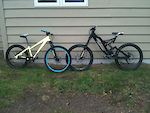 ben swyers bike on the left(2010 rocky mountain DJ flow 1) and Spencer hazelwoods bike on the right(2007 norco atomik)