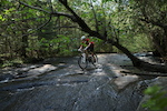 Hunting for single track over the Victoria Day long weekend ended up revealing some amazing terrain in North Bay. Riding this shallow waterfall was how I cooled off and washed my bike at the end of the ride.