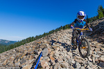 8-year old Max Suffin may not have had youth class to race but that didn't stop him from practicing the tricky shale rock section of upper Cold Creek Trail. Not an easy feat here on 20" wheels where the rocks are constantly shifting underneath you. Max can frequently be spotted at Portland's 'Lumberyard' bike park where his dad works.