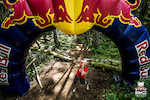 Under the RedBull Arch on course animation entertains the riders as if the single track weren't enough