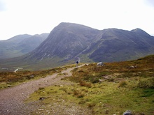 Relief after the zig zag climb up the Devils Staircase.  Buachaille Etive Mor in the background.
