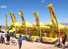If you rode a demo bike here at Bootleg Canyon, then you passed by Power Bar where they were on hand to keep you hydrated and fed to keep you safe out there in the desert heat. If you get a chance, try their Smoothie flavoured bars.