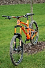 Banshee Rune V2, Large in limited edition orange. Set up as a mini-DH bike with Marzocchi 55CR forks and CCDBA CS shock.