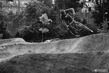 Harlan Price styling out the berm laden track.