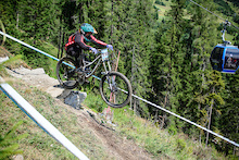 WIDHALM Lorenz of Austria races down the downhill track of the Bikepark Serfaus-Fiss-Ladis during the Kona MTB Festival Serfaus-Fiss-Ladis.ROOKIES in Tyrol, Austria, on August 10, 2014. Free image for editorial usage only: Photo by Felix Schüller.