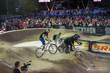 BMX vs 4X, with Barry Nobles taking the win over reigning world 4X champ, Joost Wickman.