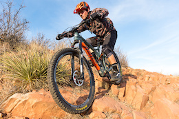 Nate Adams test rides the new Niner Bikes RIP 9 Carbon on the Devils Backbone trail near Fort Collins.