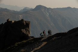 Thomas Vanderham, Andrew Shandro, Ignacio Roco and Nicolas Rieutord in Nevados de Chillan, Chile.