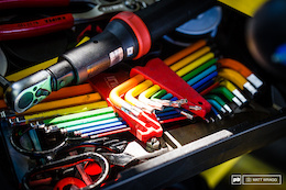 Inside Larrys toolbox is a rainbox of colour.
