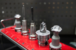 Swiss-made CNC bits, custom made for Spank pedal production.
