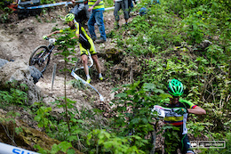 Many riders tumbled down the course in a corner which eroded rapidly with rains earlier in the week. A trickle of water kept it pretty slippery throughout the races.