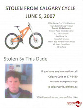 Stolen V-10: "Team Yellow" from Calgary Cycle