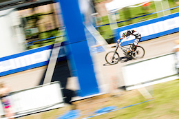 I blew the finish line pan shot of Aaron Gwin’s winning run. This one with Blenki was my practicing shot.
