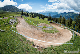 Freshly shaped berms await riders right out of the gate.