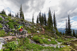Using rock to build a sustainable trail over a wet spot on the South Caribou Pass trail.