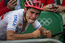Marco Aurelio Fontana's emotions after he crossed the line on 20th place. He had to deal with flat tire as well.