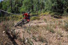 Evan Smail races Stage Two of the SCOTT Enduro Cup at Deer Valley Resort in Park City, UT on Aug. 28, 2016