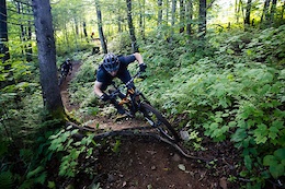 Mark floating over roots on the Boreal trail. PHOTO: Ben Gavelda