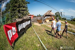 One of the first and only alterations to the course is an unlikely diversion across the decking of the mountain restaurant. This was actually where the first DH races, back in 1991 began.
