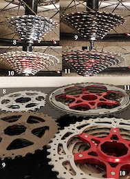 8, 9, 10, and 11 speed Shimano cassette spacing on the same hub.