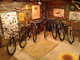 The west wing of the Shed Of Shred is now fully stocked. #goalsalmostcomplete #26fourlyfe #stackedracks #SoS #ShedOfShred #gotbikes?