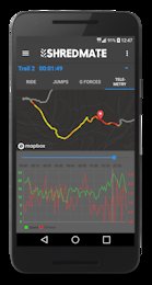 Shredmate app showing telemetry