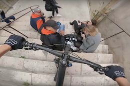 Video: French Mountain Biker Goes Viral After Almost Crashing into A Group of Students