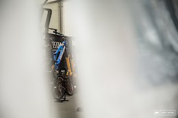Loic's bike is feeling blue with all this rainfall.