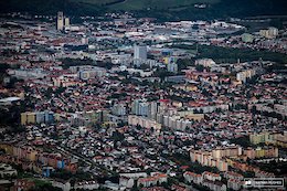 The city of Maribor sprawls out below the forested mountainside the hides the World Cup track.