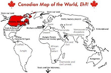 A joke Canadian map of the world.
Don't take it seriously.