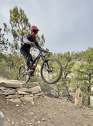 Marley hitting the drop on Bison Chute, 
check out guided trips or bike rentals at https://www.wildmesamtb.com/