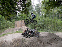 over 10 bikes and few riders, 

watch it here http://www.pinkbike.com/video/38209/