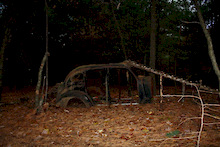old cars back in the woods we have made into jumps and drop offs