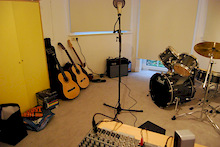 My Computer &amp; Studio. Since the pics were taken I have added a Yamaha PSR-K1 Keyboard (in place of the wardrobe), a KORG MiniKORG Synthesizer w/vocorder microphone (between 2nd screen and printer), and 2 Behringer C2 overhead mics for the drums.