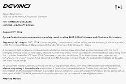 Devinci Recall 2023-2024 Chainsaw and Chainsaw DH Alloy Models