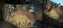 Tim and Ryan of Huckmonkey/Ram Team Train the wallride. Tim got the highest by jumping out the wall at one point! Photo by Tom Grundy