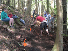Several Volunteers working to improve one of Vedder Mountain's Trails.