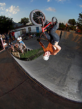 Wethepeople's sponsored rider with a chainless fakie frontflip in Szolnok, Hungary, during our Wethepeople Hungary street tour. He knows no fear, and is tough as nails. photo cred Andras Pentek