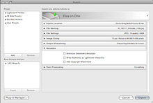 Export Metadata tab in Adobe Lightroom