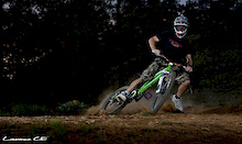 Chris getting his slide on in some silty dirt - Laurence CE - www.laurence-ce.com