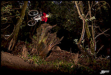 Brian is the man! We had to do a sweet little shoot for a Decline article, so Brian had this made in one days time! The run in was slushy mud from rain the night before and the landing was really gnar!