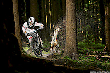 Markus creating a water ghost riding through this mud puddle - published in Mountainbike Rider Magazine 11/2010 www.manuelsulzer.de