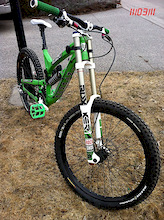 upgrades RaceFace Stealth bar, Boxxer Team &gt; WorldCup with Custom Decals, Titanium rear axle, SDG seat and post, titanium coil, TwentySix pedals with titanium shaft, Straightline silent guard, fixed up Intense decals, weighed in at 37lbs so far, more to come!