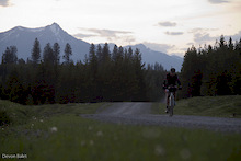 Fading sun on day one of TDR. Rider makes his way towards Fernie, BC.