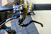 2011 Shimano XTR M980 - hangers stripped and plated with a gold ceramic plating - mounting bolts replaced with gold titanium
Formula The One - mounting bolts replaced with gold titanium
2011 Easton Haven carbon
ODI Grips Troy Lee Lock-On with Gold Clamps